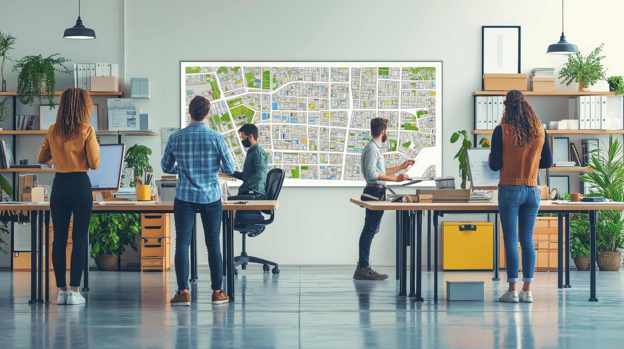 Birou local imobiliar cu hartă a cartierelor